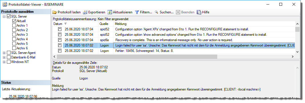 Der Protokolldatei-Viewer